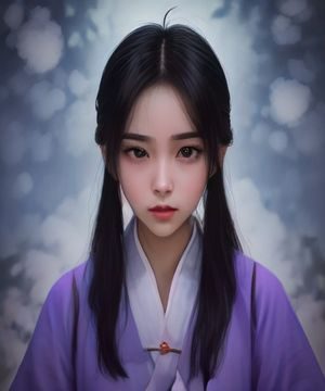 科琳恩角色艺术图——鬼妈妈同人中最核心的反派形象，身着深色长裙，钮扣眼特写，背景是幻境花园，气质神秘而危险